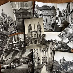 Vintage Lot of Black and White Postcards from France